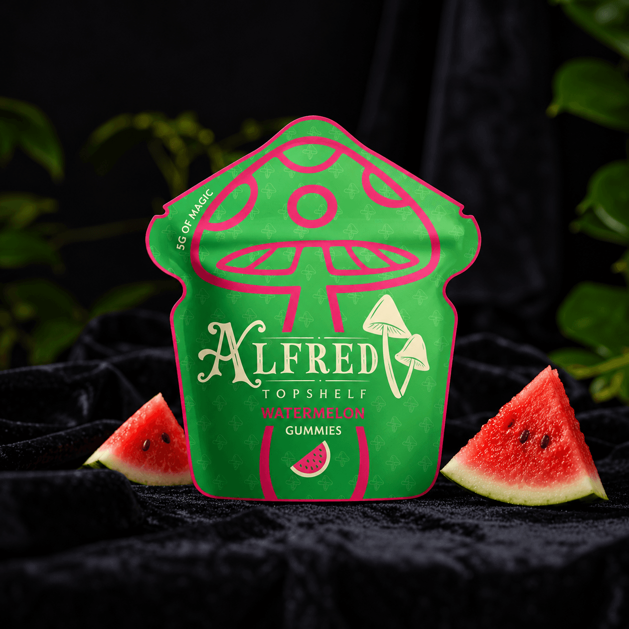 Watermelon Gummies in a Lush Rainforest